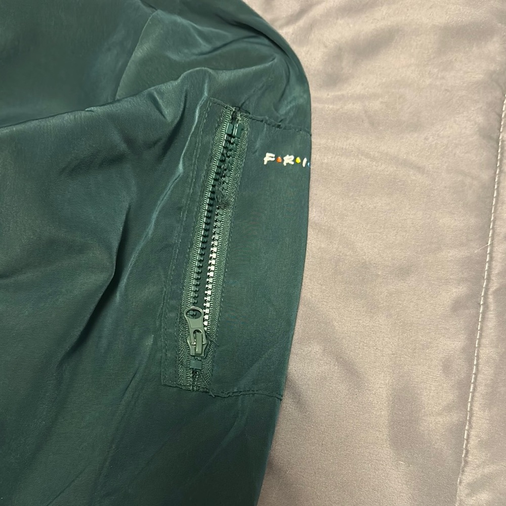 Green Bomber Jacket with Red and Yellow Accents - Picture 3 of 4